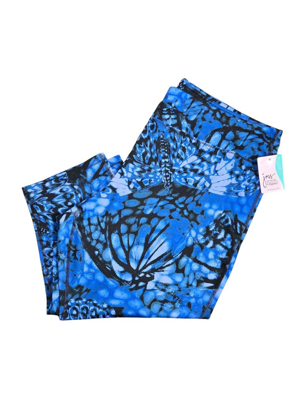 NWT | Just My Size JMS Active Blue Butterfly Print Capri Leggings | 3XL
